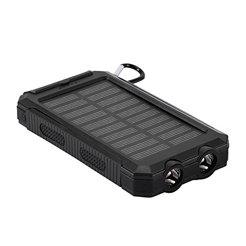 Gedourain Solar Power Bank, 10000mAh Power Bank Case Energiesparendes Leichtgewicht mit Kompass für Reisen(Schwarz+Schwarz) von Gedourain