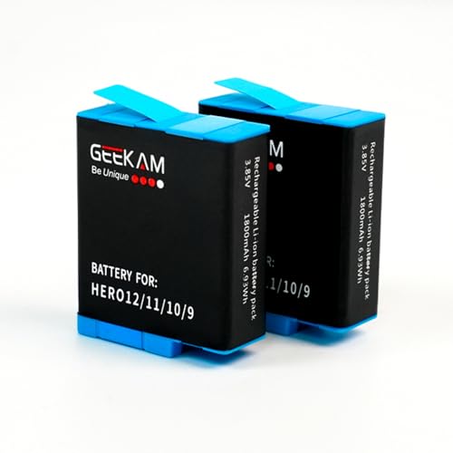 GEEKAM 2 Stück Wiederaufladbare Akku Kompatibel für GoPro Hero 9 10 11 12 von GeeKam