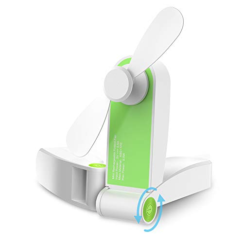 GeeRic Mini Faltbarer Fan,USB Ventilator Lüfter Handventilator Wieder aufladbarer Batterie betriebener Reise Ventilator USB Schreibtisch-Fan für Büro, Haus, Outdoor von GeeRic