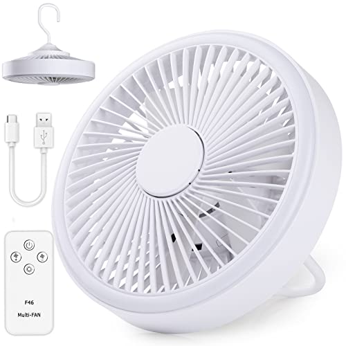 GeeRic USB Tischventilator, USB Ventilator mit 3 Geschwindigkeiten,360° Drehung Lüfter,2-Modus-ventilator, 4000 mAh leiser Mini-Ventilator für Auto Schlafzimmer Büro Kinderwagen Camping von GeeRic