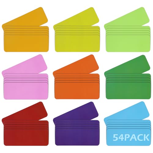 Magnetstreifen Beschreibbar,GeeRic 54 Stück 80x30mm Magnetstreifen beschreibbar bunt,Magnetschilder zum Beschriften Magnete Whiteboard Magnetische Etiketten Wiederverwendbar für Kühlschrank (Color 1) von GeeRic