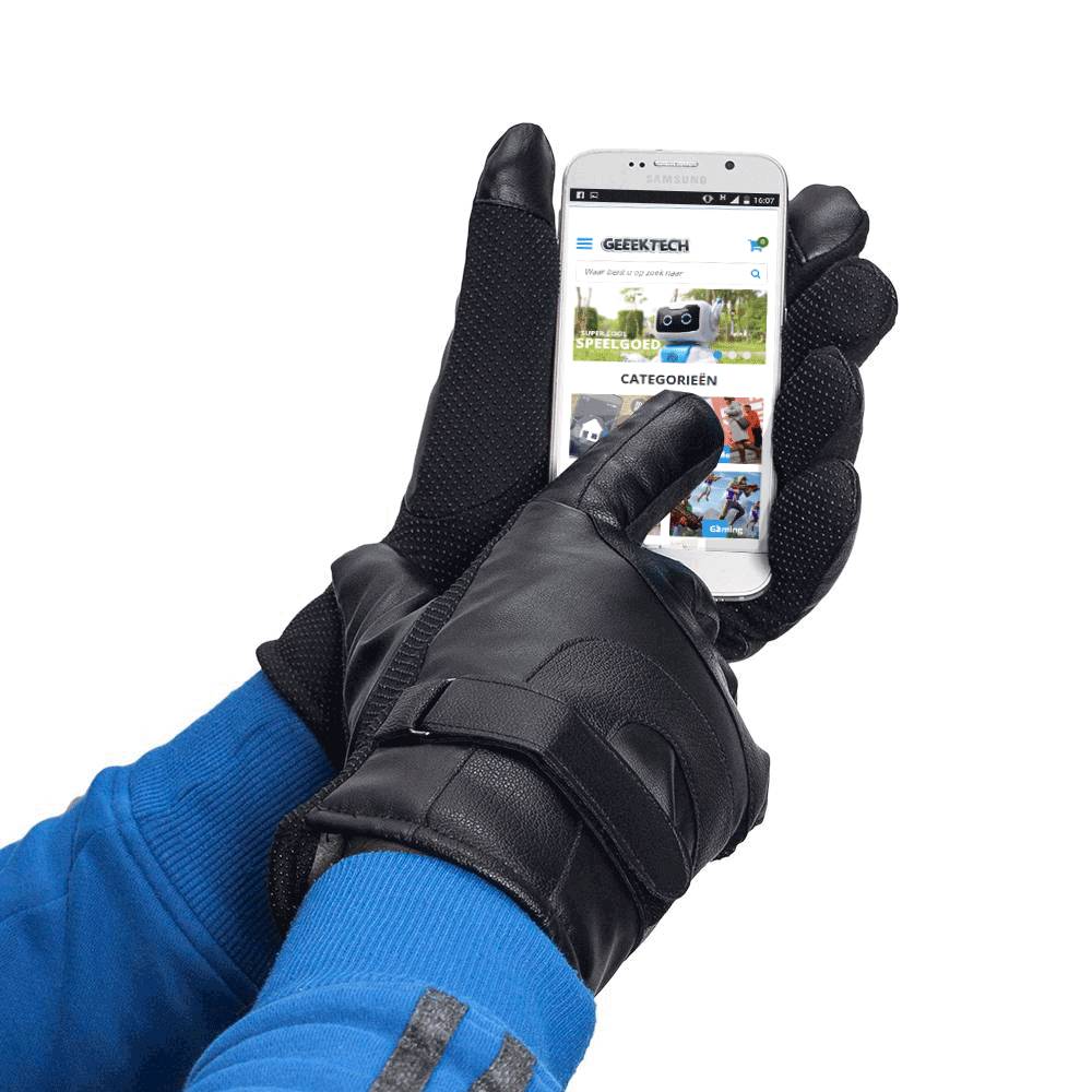 Handschuhe für Smartphone / Touchscreen - Kunstleder - Schwarz Handschuhe für Smartphone / Touchscreen - Kunstleder - Schwarz von Geeek