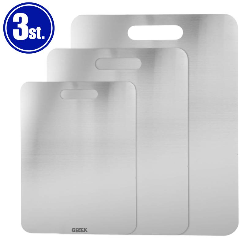 Edelstahl Schneidebrett - 3er Set - Schneidebretter - Cutting Board - Schneidebrett Set - nachhaltig und mikroplastikfrei von Geeek