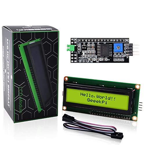GeeekPi 1602 16x2 Character LCD Display Module IIC I2C Adapter IIC Serial Interface Adapter for Raspberry Pi Arduino STM32 DIY Maker Project BPI Tinker Board Electrical IoT Internet of Things,Gelb von GeeekPi
