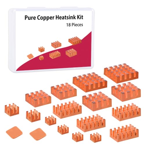 GeeekPi 18PCS Pure Copper Heatsinks for Raspberry Pi 5 /Pi 4B, CPU Cooler Heatsinks with Thermal Conductive Adhensive Tape Compatible with Raspberry Pi 5/Raspberry Pi 4 Model B von GeeekPi