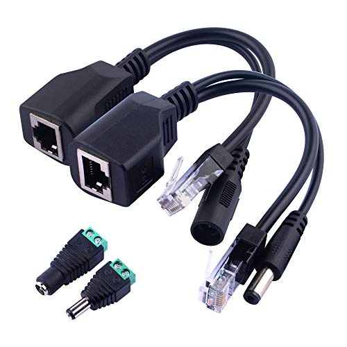 GeeekPi 1Pair Passive Power Over Ethernet RJ45 PoE Adapter injektor + Splitter Kabel Kit mit 2,1 x 5,5mm DC Power Adaptor Connector von GeeekPi