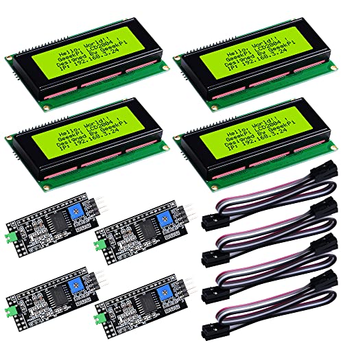 GeeekPi 2004 20x4 Character LCD Display Module Yellow Backlight with IIC I2C Serial Interface Adapter board for Raspberry Pi Arduino STM32 DIY Maker Project BPI Tinker Board Electrical IoT (4Pack) von GeeekPi