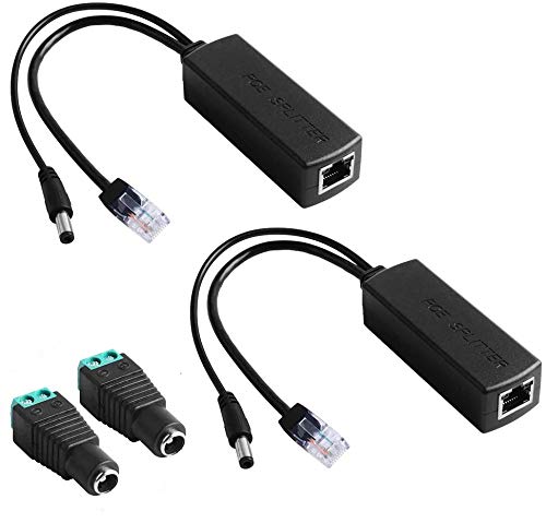 GeeekPi 2Pack Active PoE Power Over Ethernet Splitter Adapter 48 V bis 12 V, IEEE 802.3af kompatibler 10/100-Mbit/s PoE Splitter mit 12 V Ausgang für IP Kamera, drahtlosen Zugangspunkt VoIP Telefon von GeeekPi