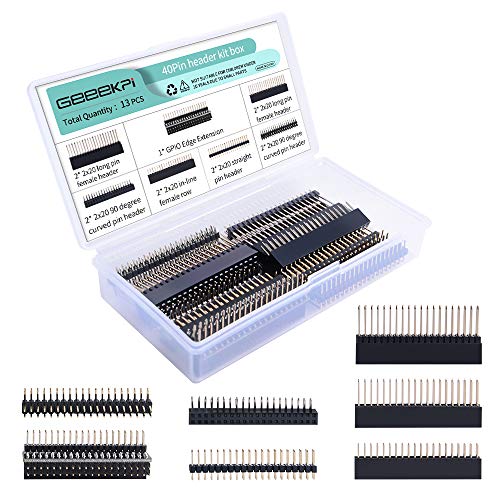 GeeekPi 2x20 40 Pin Stacking Female Header Kit für Raspberry Pi 4B/3B+/3B/2B/B+/A+/Zero(Zero W 2)/Jetson Nano/Tinker Board(7 Spezifikationen)(insgesamt 13 Stück) von GeeekPi