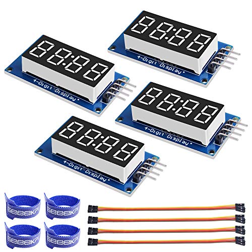 GeeekPi 4Pack 0,36" 4 Stellige Röhren LED 7 Segment Anzeigemodul Rote gemeinsame Anode TM1637 Drive Chip Röhrenuhr Anzeige für Raspberry Pi Arduino von GeeekPi