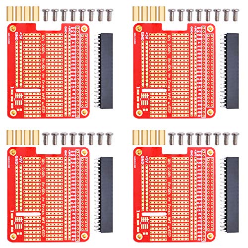 GeeekPi 4x Prototype Breakout DIY Breadboard PCB Shield Board Kit für Raspberry Pi 4 3 2 B+ A+(Rot) von GeeekPi