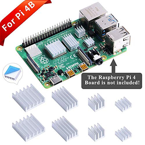 GeeekPi 8PCS Kühlkörper für Raspberry Pi 4 Modell B, Raspberry Pi Aluminium Kühlkörper mit wärmeleitendem Klebeband für Raspberry Pi 4B (Raspberry Pi Board ist Nicht im Lieferumfang enthalten) von GeeekPi