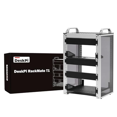 GeeekPi 8U Server Rack DeskPi RackMate T1 Rackmount Server Gehäuse für Network, Servers, Audio, Video Equipment, Mini Server Computer Gehäuse aus Aluminiumlegierung und Acrylrahmen Metall-Rackmontage von GeeekPi