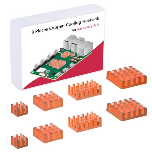 GeeekPi 8pcs Copper Heatsinks for Raspberry Pi 5, Heatsinks CPU Cooler with Thermal Conductive Adhensive Tape for Raspberry Pi 5 von GeeekPi