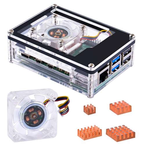 GeeekPi Acryl Gehäuse für Raspberry Pi 5,Pi 5 Gehäuse mit 4010 PWM Lüfter und 4PCS Reinkupfer Kühlkörper für Raspberry Pi 5 4GB/8GB, ZP-0165 GeeekPi Acryl Gehäuse für Raspberry Pi 5,Pi 5 Gehäuse mit 4010 PWM Lüfter und 4PCS Reinkupfer Kühlkörper für Raspberry Pi 5 4GB/8GB, ZP-0165 von GeeekPi