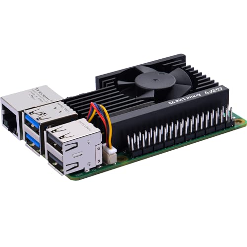 GeeekPi Aktiver Kühler für Raspberry Pi 5, Raspberry Pi 5 Armor Lite V5 Kühler mit PWM Lüfter, Aluminum Kühlkörper für Raspberry Pi 5 4GB/8GB von GeeekPi