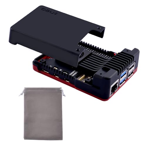 GeeekPi Argon NEO 5 BRED Gehäuse für Raspberry Pi 5 mit integriertem Lüfter, Raspberry Pi 5 Aluminum Gehäuse, Argon NEO 5 Black Red Case von GeeekPi