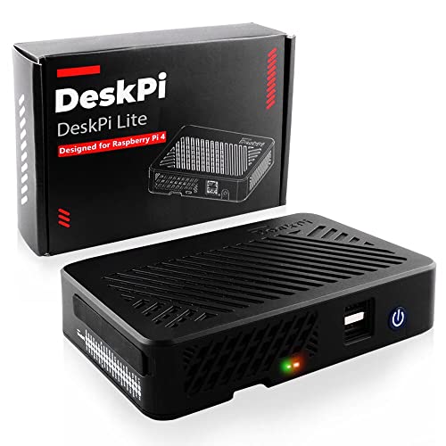 GeeekPi DeskPi Lite Raspberry Pi 4 Gehäuse - Mit Netzschalter/Kühlkörper mit PWM-Lüfter/Dual Full-Size HDMI/Extra Zwei USB-Ports für Raspberry Pi 4B von GeeekPi