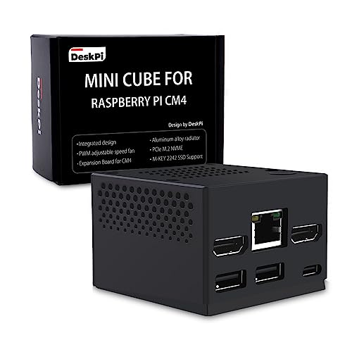 GeeekPi DeskPi Mini Cube for Raspberry Pi CM4,DeskPi Mini PC Case with Aluminum Alloy Radiator Built in PWM Adjustable Speed Fan for Raspberry Pi Compute Module 4 (CM4) von GeeekPi