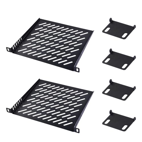 GeeekPi DeskPi RackMate 0,5U Schwarz Metall Rackmontage Rack Shelf 10 Zoll für Desktop-Computer, Laptops, Netzwerk-Switches, Router, Audiovisuelle Geräte von GeeekPi
