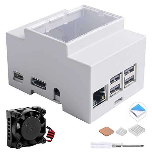 GeeekPi Gehäuse für Raspberry Pi 3B + / 3B auf DIN-Schiene Modulare Box für Schalttafeln, Raspberry Pi 3 Gehäuse mit Lüfter, Raspberry Pi Kühlkörper für Raspberry Pi 3B + / 3B von GeeekPi