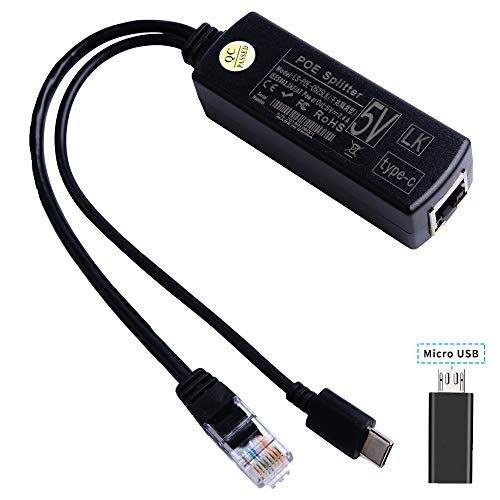 GeeekPi Gigabit USB-C PoE Splitter 48 V bis 5 V IEEE802.3af Power Over Ethernet für Raspberry Pi,Tablets,Dropcam(48V to 5V 2.4A) von GeeekPi