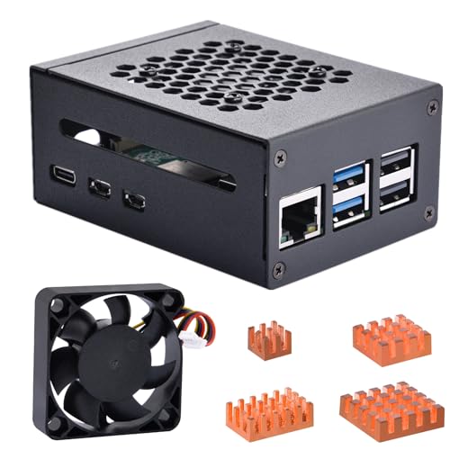 GeeekPi Metallgehäuse für Raspberry Pi 5, Support PCIe M.2 NVMe SSD Shield Top X1001 / X1000 / N04 /N05 & Raspberry Pi 5 Active Cooler von GeeekPi