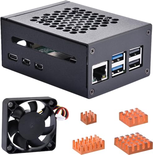 GeeekPi Metallgehäuse für Raspberry Pi 5, Support PCIe M.2 NVMe SSD Shield Top X1001 / X1000 / N04 /N05 & Raspberry Pi 5 Active Cooler von GeeekPi