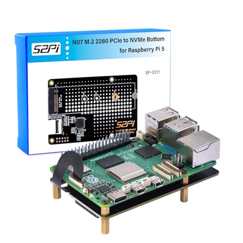 GeeekPi N07 M.2 PCIe to NVMe Bottom SSD Pip PCIe Peripheral Board for Raspberry Pi 5,Support M.2 Key-M NVMe SSD 2230/2242/2260/2280 (SSD and Pi5 Board Are not Included) von GeeekPi