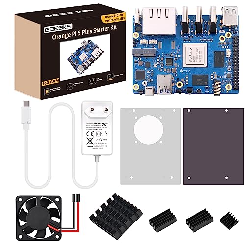 GeeekPi Orange Pi 5 Plus 16GB LPDDR4/4x Rockchip RK3588 8-Core 64-Bit Single Board Computer with eMMC Socket,OPi 5 Plus Gehäuse,Official Orange Pi 5V 4A Netzteil,40mm Lüfter für Orange Pi 5 Plus von GeeekPi