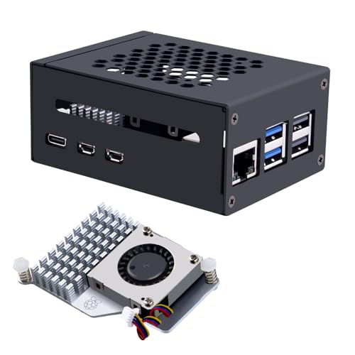 GeeekPi Raspberry Pi 5 Gehäuse mit Official Active Cooler, Support PCIe M.2 NVMe SSD Shield Top X1001 / X1000 / N04 / N05 von GeeekPi