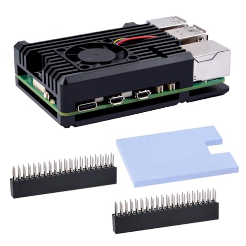 GeeekPi Raspberry Pi 5 Rüstung Kühlkörper Gehäuse/Raspberry Pi 5 Aluminium Legierung Passive Kühlung Gehäuse mit PWM kühlung Fan für Raspberry Pi 5 4GB /8GB von GeeekPi