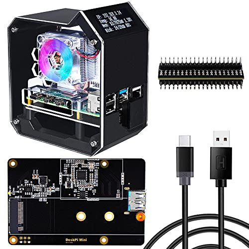 GeeekPi Raspberry Pi ABS Mini Tower NAS Kit,Raspberry Pi Ice Tower Kühler Gehäuse mit Netzteil, M.2 SATA SSD Speichererweiterungsplatine und 0,96 Zoll OLED-Display nur für Raspberry Pi 4B von GeeekPi