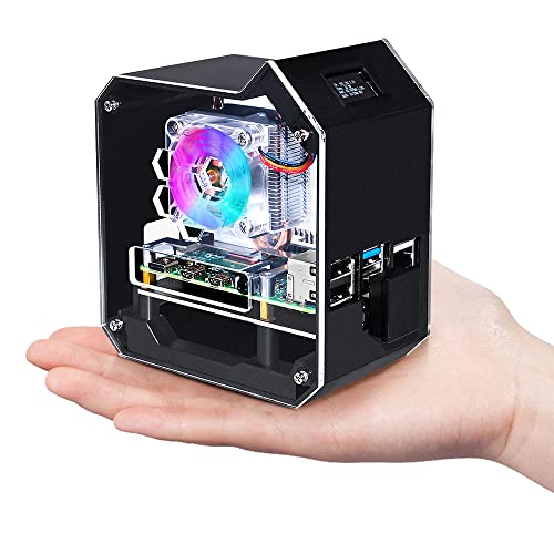 GeeekPi Raspberry Pi Mini Tower NAS Kit,Raspberry Pi Ice Tower Cooler with PWM RGB Fan,M.2 SATA SSD Expansion Board, GPIO 1 to 2 Expansion Board for Raspberry Pi 4 Model B 8GB/4GB/2GB/1GB von GeeekPi