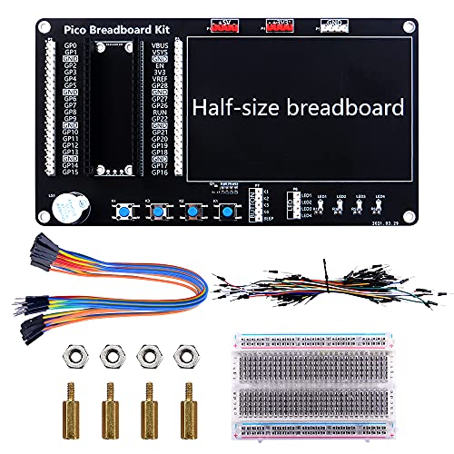 GeeekPi Raspberry Pi Pico W Basic Starter Kit, Raspberry Pi Pico BreadBoard Kit mit Breadboard in halber Größe, Überbrückungsdrahtpaket (Raspberry Pi Pico/Pico W Nicht im Lieferumfang enthalten) von GeeekPi