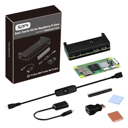 GeeekPi Raspberry Pi Zero 2 W Basic Starter Kit,Zero 2 W Aluminum Gehäuse, 20Pin GPIO Header, OTG Kabel, MicroUSB Schaltkabel,Kühlkörper, MicroUSB to OTG Kabel, HDMI Adapter für Raspberry Pi Zero 2 W von GeeekPi