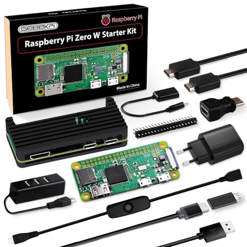 GeeekPi Raspberry Pi Zero W Starter Kit, with RPi Zero W Aluminum Case, QC3.0 Power Supply, 20Pin Header, Micro USB to OTG Adapter, HDMI Cable, HDMI Adapter, Switch Cable and 4 Port USB Hub von GeeekPi