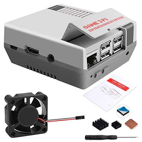 GeeekPi Retro Gaming Nes3Pi Gehäuse für Raspberry Pi 3 Modell B/B +, Raspberry Pi 2B / 3B / 3B + Gehäuse mit Lüfter Raspberry Pi Kühlgebläse Raspberry Pi Kühlkörper für Raspberry Pi 2B / 3B / 3B + von GeeekPi