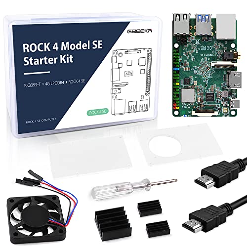 GeeekPi Rock Pi 4 Model SE Starter Kit with Rock Pi 4 SE Single Board Computer 4GB LPDDR4 RAM, Rock Pi 4 SE Case, Rock Pi 4 SE 4007 PWM Cooling Fan with Speed Control and Rock Pi 4 SE Heatsinks von GeeekPi