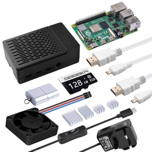 GeeekPi Starter-Set für Raspberry Pi 4 8 GB, inklusive Pi 4 8 GB RAM-Board, 128 GB SD-Karte und Kartenleser, ABS-Gehäuse mit PWM-Lüfter, 5 V 3,6 A Netzteil mit An-/Aus-Schalter, 2 Stück 4K-HDMI-Kabel GeeekPi Starter-Set für Raspberry Pi 4 8 GB, inklusive Pi 4 8 GB RAM-Board, 128 GB SD-Karte und Kartenleser, ABS-Gehäuse mit PWM-Lüfter, 5 V 3,6 A Netzteil mit An-/Aus-Schalter, 2 Stück 4K-HDMI-Kabel von GeeekPi