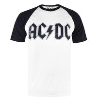 ACDC Herren Logo Raglan Logo T-Shirt - Weiß/Schwarz - S von Geek Clothing