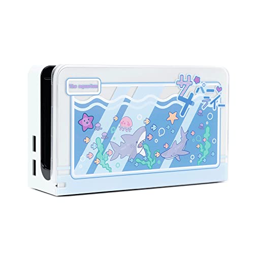 GeekShare Anti-Kratz-Schalter-OLED-Dock-Abdeckung, harte Frontplatte, Sleeve Pad für Switch OLED Dock, DIY-Ersatzschale, kompatibel mit Nintendo Switch OLED Dock (Shark Party) von GeekShare