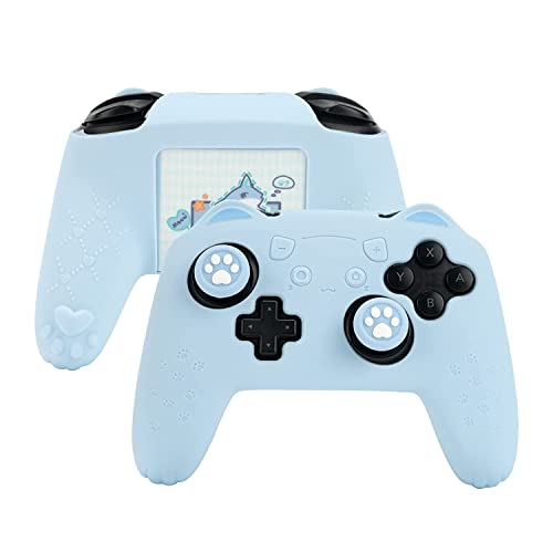 GeekShare Cat Paw Controller Skin Grips Set Kompatibel mit Nintendo Switch Pro, Anti-Rutsch-Silikon-Schutzhülle, Joystick-Kappen für Switch Pro Wireless Controller – Blau von GeekShare