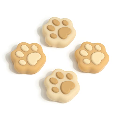 GeekShare Cat Paw Shape Daumengriffkappen, kompatibel mit Nintendo Switch & Switch Lite, weiche Silikon-Joystick-Abdeckung, 4 PCS - Braun & Gelb von GeekShare