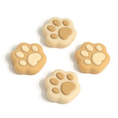 GeekShare Cat Paw Shape Daumengriffkappen, kompatibel mit Nintendo Switch & Switch Lite, weiche Silikon-Joystick-Abdeckung, 4 PCS - Braun & Gelb von GeekShare