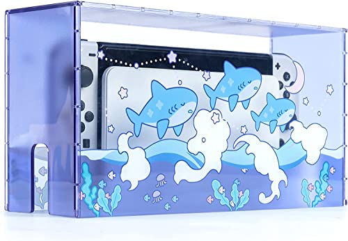 GeekShare Cute Shark Acryl Clear Dust Display Box Cover für Switch/OLED Dock, wasserdichte Schutzhülle kompatibel mit Nintendo Switch/OLED Ladedock Zubehör von GeekShare
