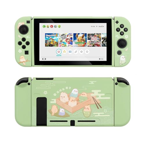 GeekShare Green Schutzhülle Kompatibel mit Nintendo Switch, TPU Slim Case Cover Fit Schalterkonsole und Joy-Con (kleine Papageien) [Videospiel] von GeekShare