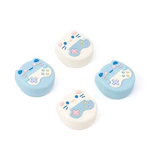 GeekShare Niedliche Tierthema Daumengriffkappen, Kompatibel mit Switch/OLED/Switch Lite, Weiche Silikon-Joystick-Abdeckung, 4PCS - Game Cat von GeekShare