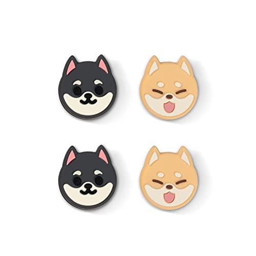 GeekShare Niedliche Tierthema Daumengriffkappen, Nur mit Switch & Switch Lite kompatibel, Weiche Silikon-Joystick-Abdeckung, 4 Stück - Shiba Inu von GeekShare