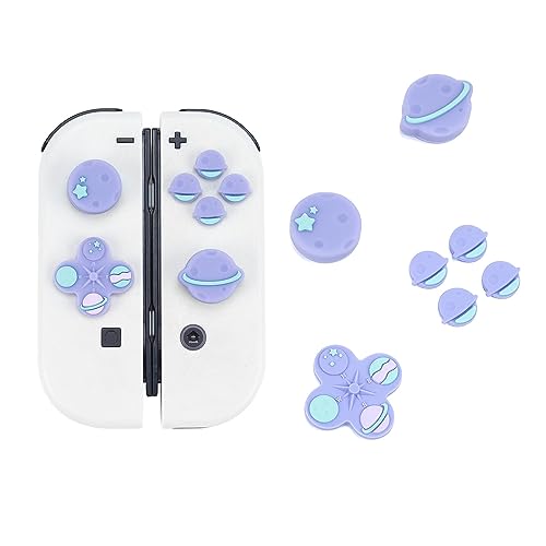 GeekShare Niedliche lila Knopfkappen Daumengriffe Set, Joystick-Abdeckkappen kompatibel mit Nintendo Switch/OLED – Happy Planet von GeekShare